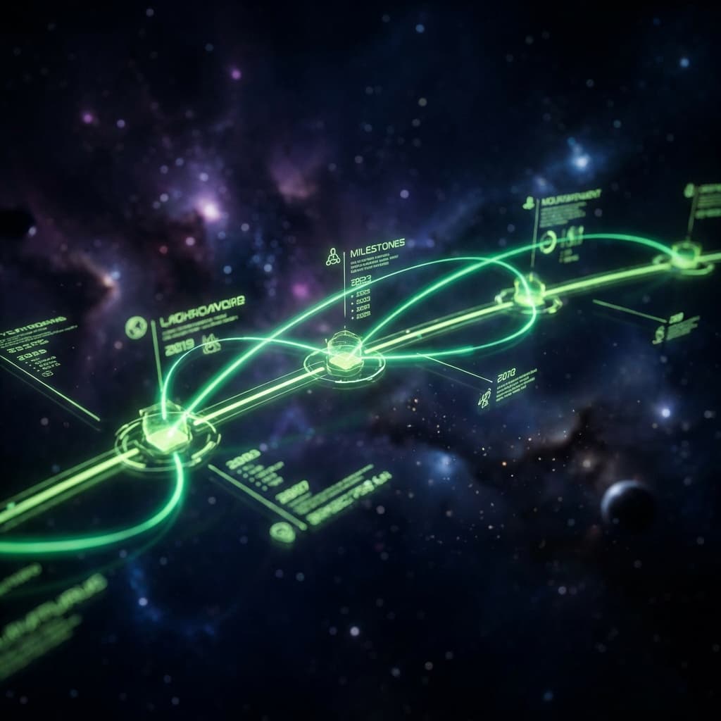 Futuristic roadmap timeline visualization